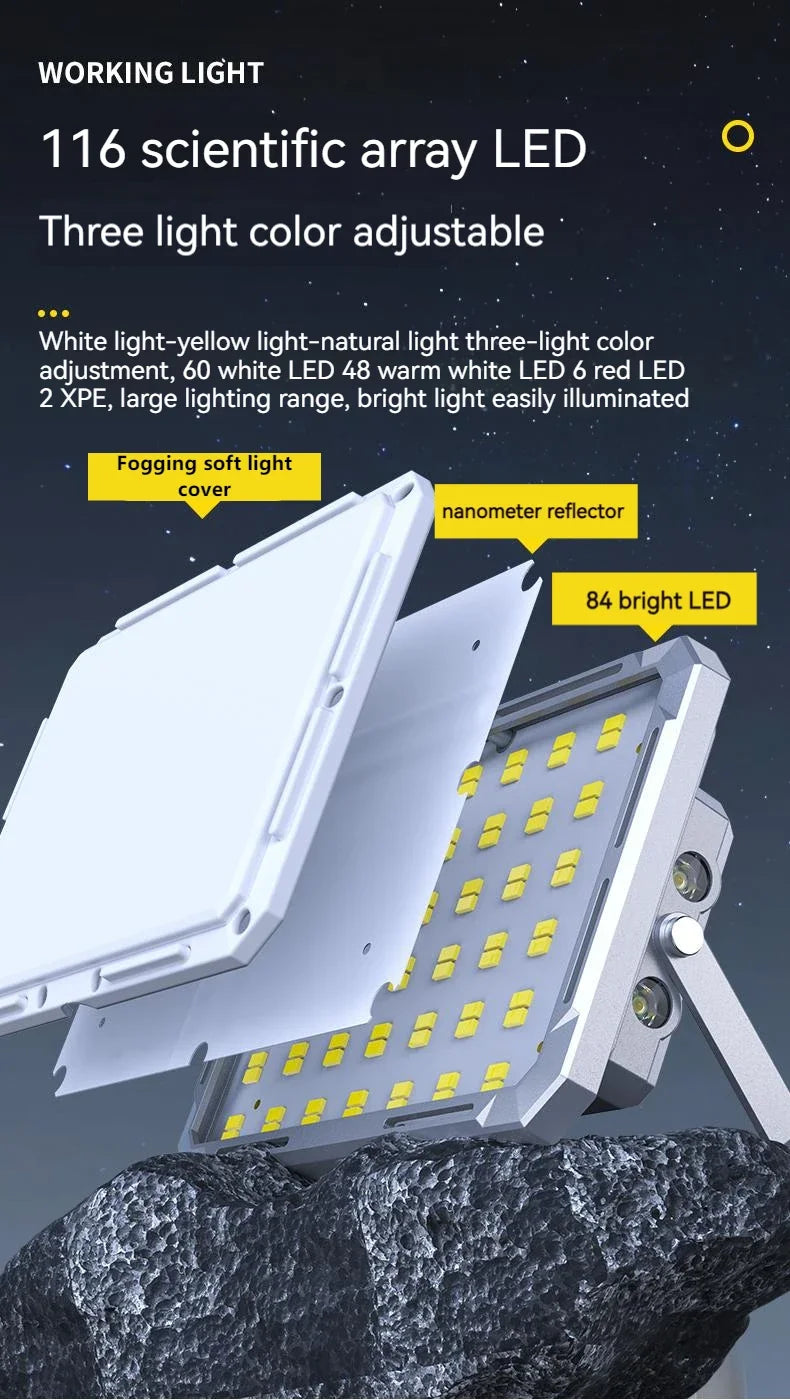 Camping Tent Light LED Rechargeable Searchlight High Power Outdoor Emergency Lighting Waterproof Portable Hanging Night Lamps