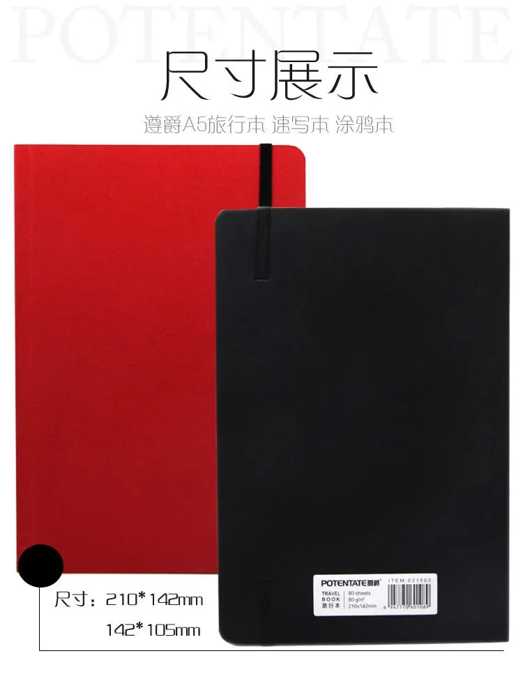 A5/A6 Portable Travel Art Book Thickened 80 Fine Grain Blank Inner Pages Student Sketching Art Painting Graffiti Sketching Book