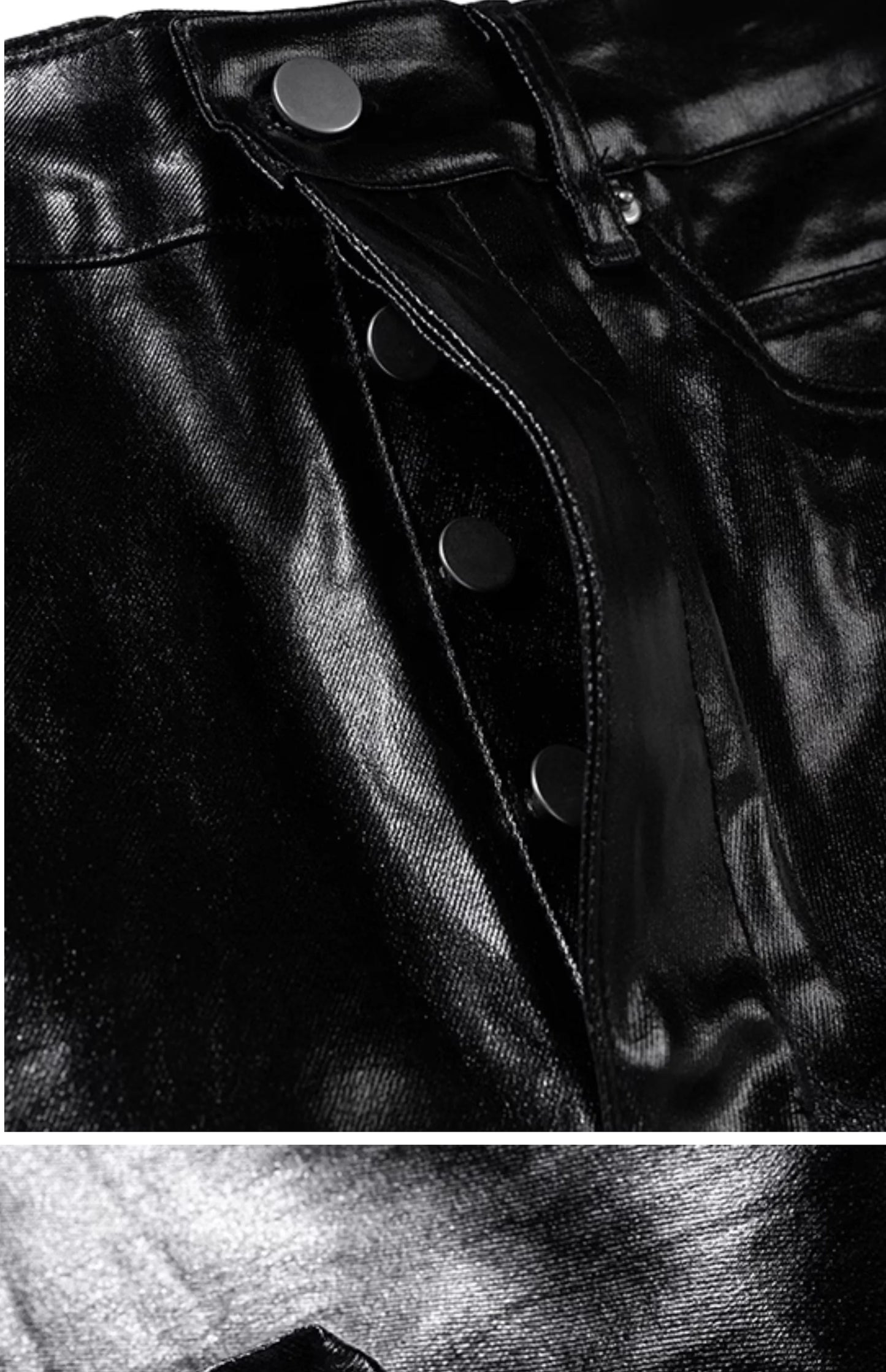 PFNW New Spring Men's Jeans Loose Wide Leg Coating Glossy Patent Leather Straight Male Denim Pants Niche Style 2025 12C509