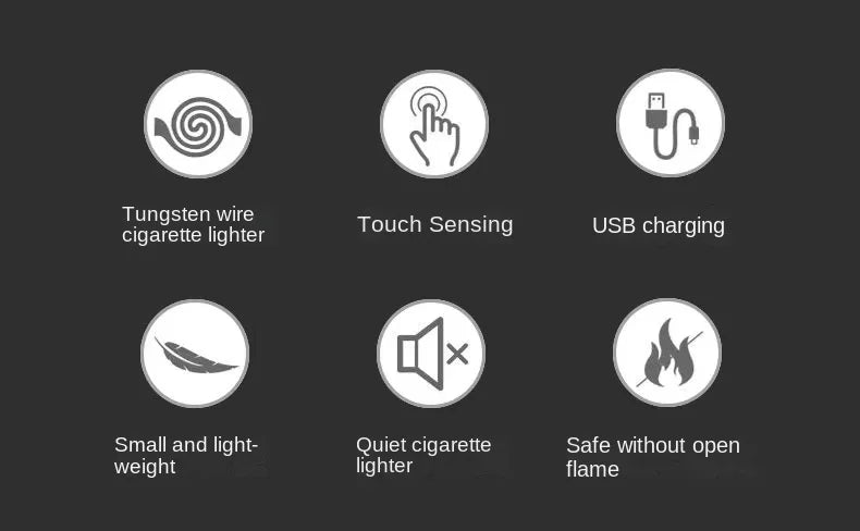 Slim USB Electric Lighter Rechargeable Touch Windproof Cigarette Accessories Electric Lighter Portable Cigarette Lighter