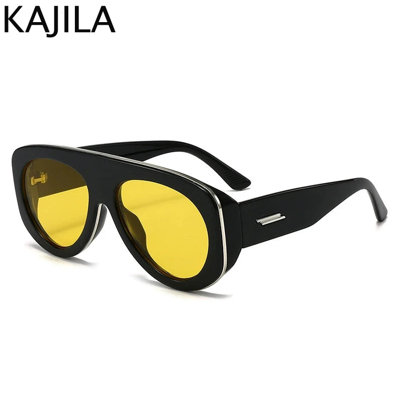 Oversized Oval Pilot Shield Sunglasses Women Big 2025 Luxury Brand Retro Y2K Punk Mirror Sun Glasses For Ladies Shades UV400