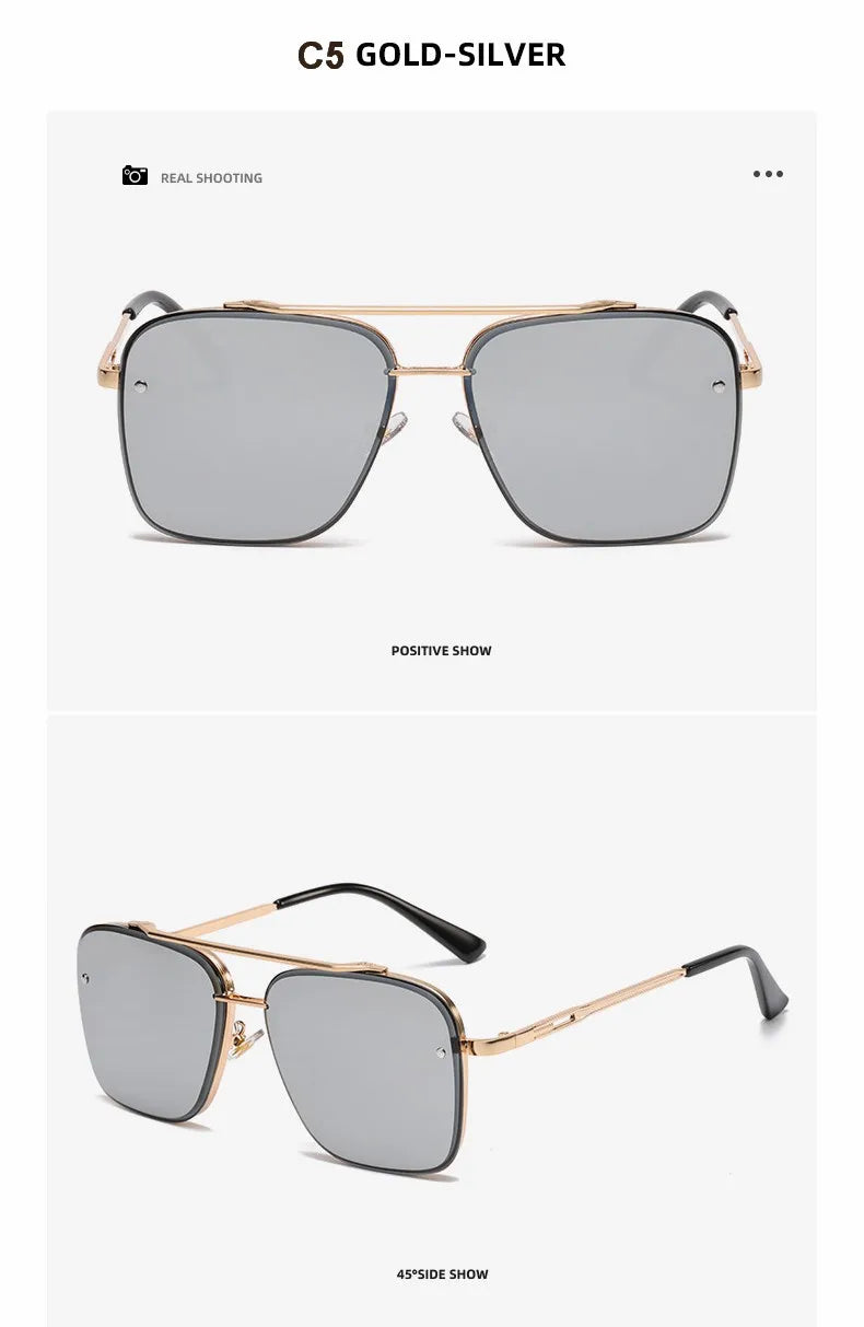 Square Sunglasses Men Metail Frame Glasses Resin Lens Male Sun Glasses Driving Travel Outdoor Eyewears Oculos De Sol UV400