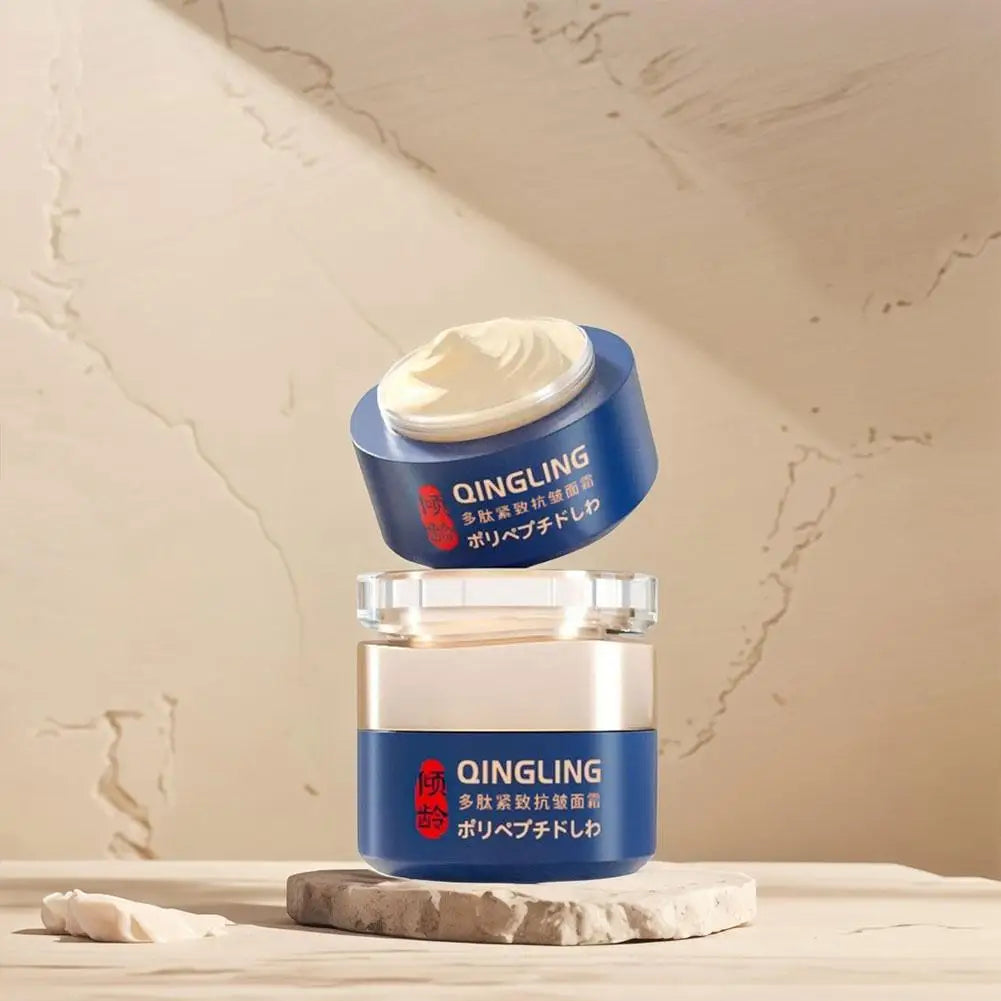 QINGLING Anti Wrinkle Face Cream Polypeptide Firms Skin Texture & Lightens Fine Lines Rejuvenating Repair For Morning Night