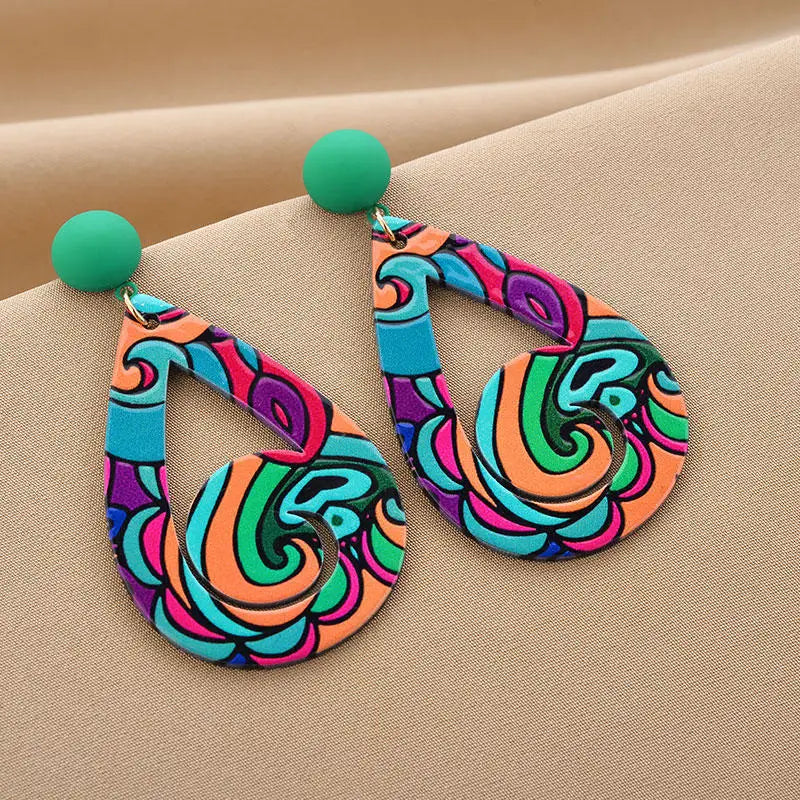 NISHIZAWA Colorful Design Earrings for Women Acrylic Water Drop Geometric Earrings