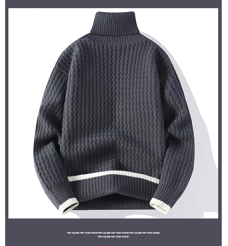 2024 Autumn Men's wool pullovers Men's Solid color high collar Sweater  mens thicken Warm Men Knitted Sweater full size M-4XL