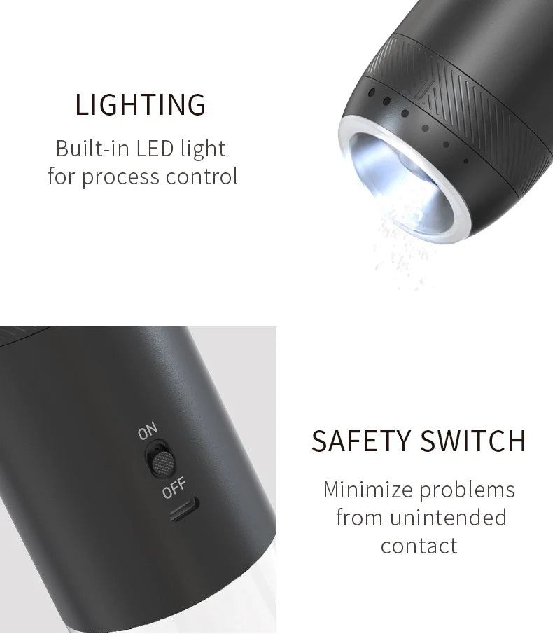 1/2PCS Electric Salt And Pepper Grinder with LED Light Gravity Sensing Adjustable Spice Mills Cordless Automatic Kitchen Gadget