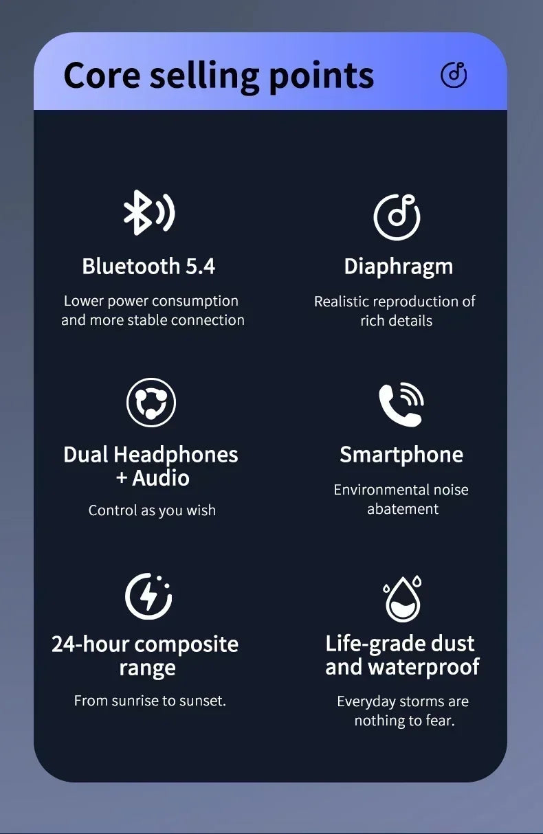 Wireless Headphones Comfortable Ear Hook Touch Control Earbuds with Mic Wireless Bluetooth Headset Phone Earphones Game