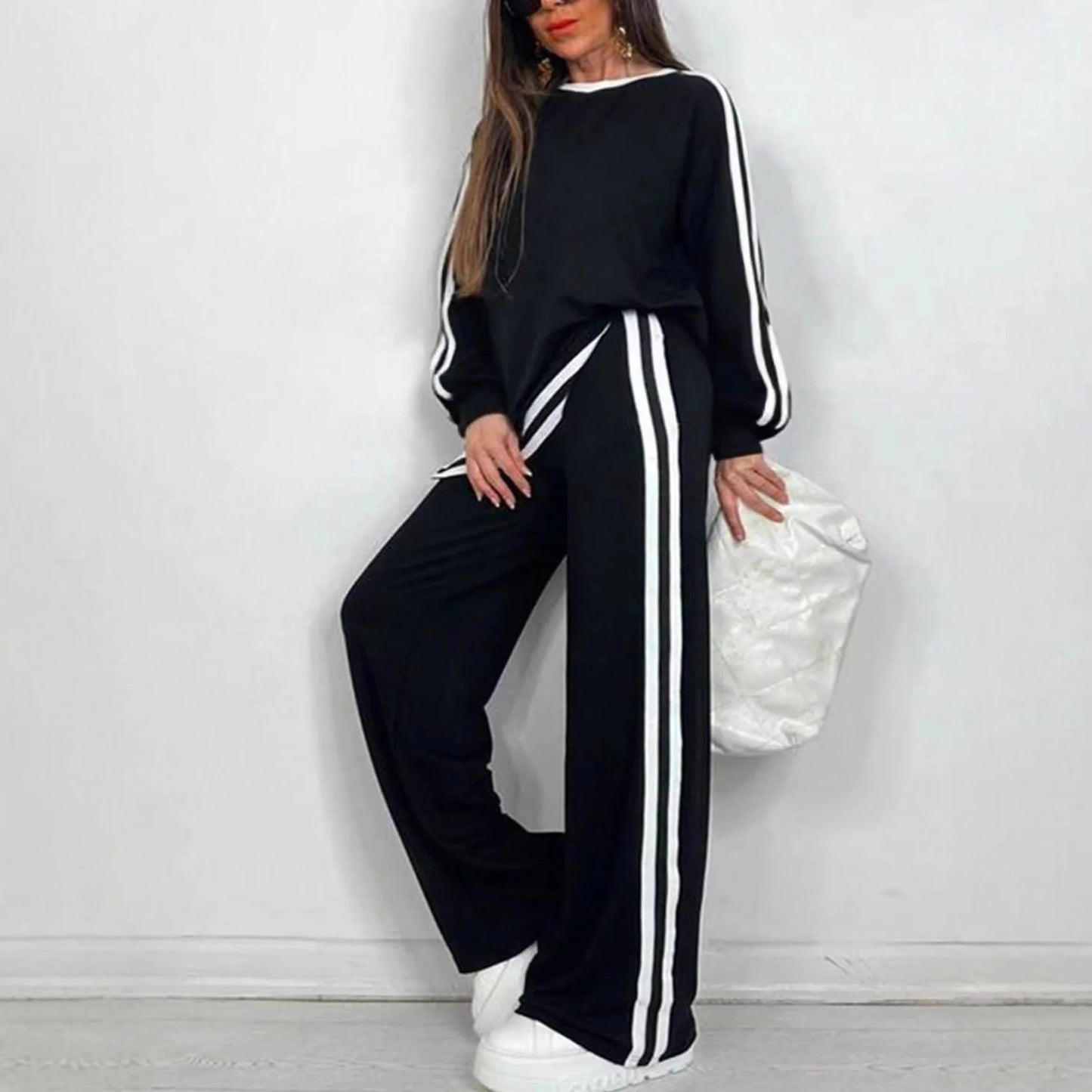 2025 Women's Sweat Suit Spring Autumn New Leisure Clothing Fashion Elegant Tops T-shirt Pants 2 Two Piece Set For Women