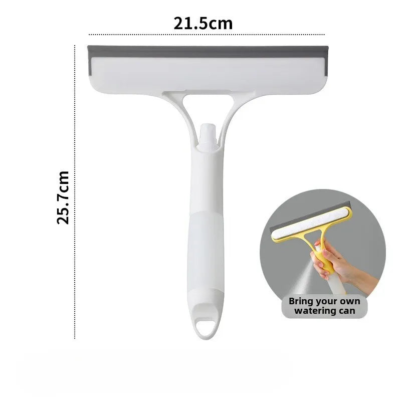 Three-in-one glass wiper with spray bottle, double-sided mirror, non-detachable wiper blade, baffle care set