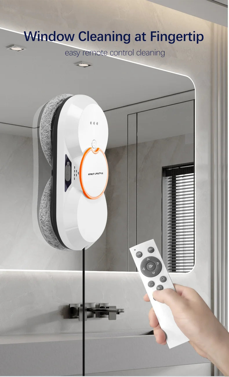 Robotic Window Cleaner Washing Windows Robot with Spray ,Two Water Tank,Spin Mop,5600Pa,Remote control, Home Robot Washer Glass