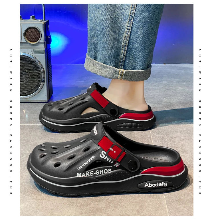 Summer Men Clogs Non-slip Thick-soled Casual Shoes Outerwear Beach Soft-soled Baotou Slippers Men's Slippers Sandals