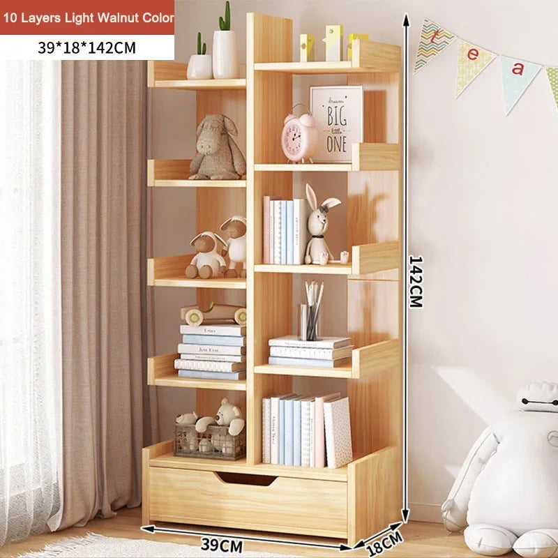 Multi-Level Bookshelf Floor Standing Storage Racks Office Display High Load-bearing Space Saving Stable and Durable Bookshelf