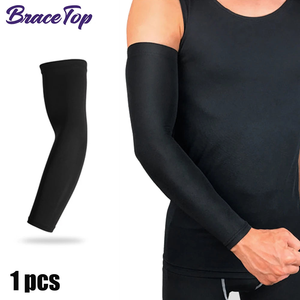 BraceTop 1 PC Sport Arm Compression Sleeve Basketball Cycling Arm Warmer Fitness Running UV Protection Volleyball Sunscreen Band