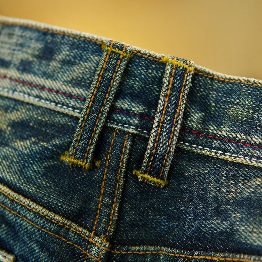 Heavyweight 25oz Red Selvedge Denim Jeans for Men American Vintage Casual 100% Pure Cotton Regular Straight Trousers 5KM Winter