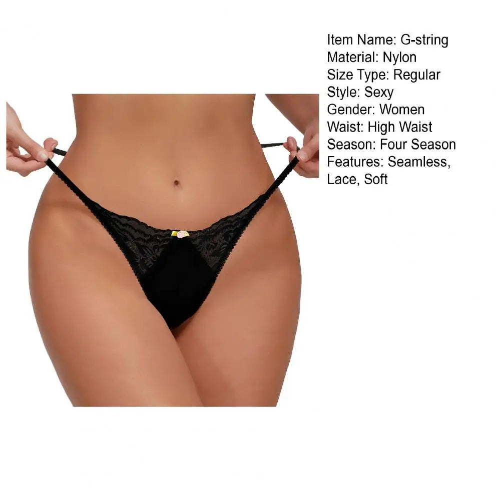 Women Lace G-string Elegant Lace High Waist G-string with Floral Decor Anti-septic Properties for Quick-drying Comfort Women's