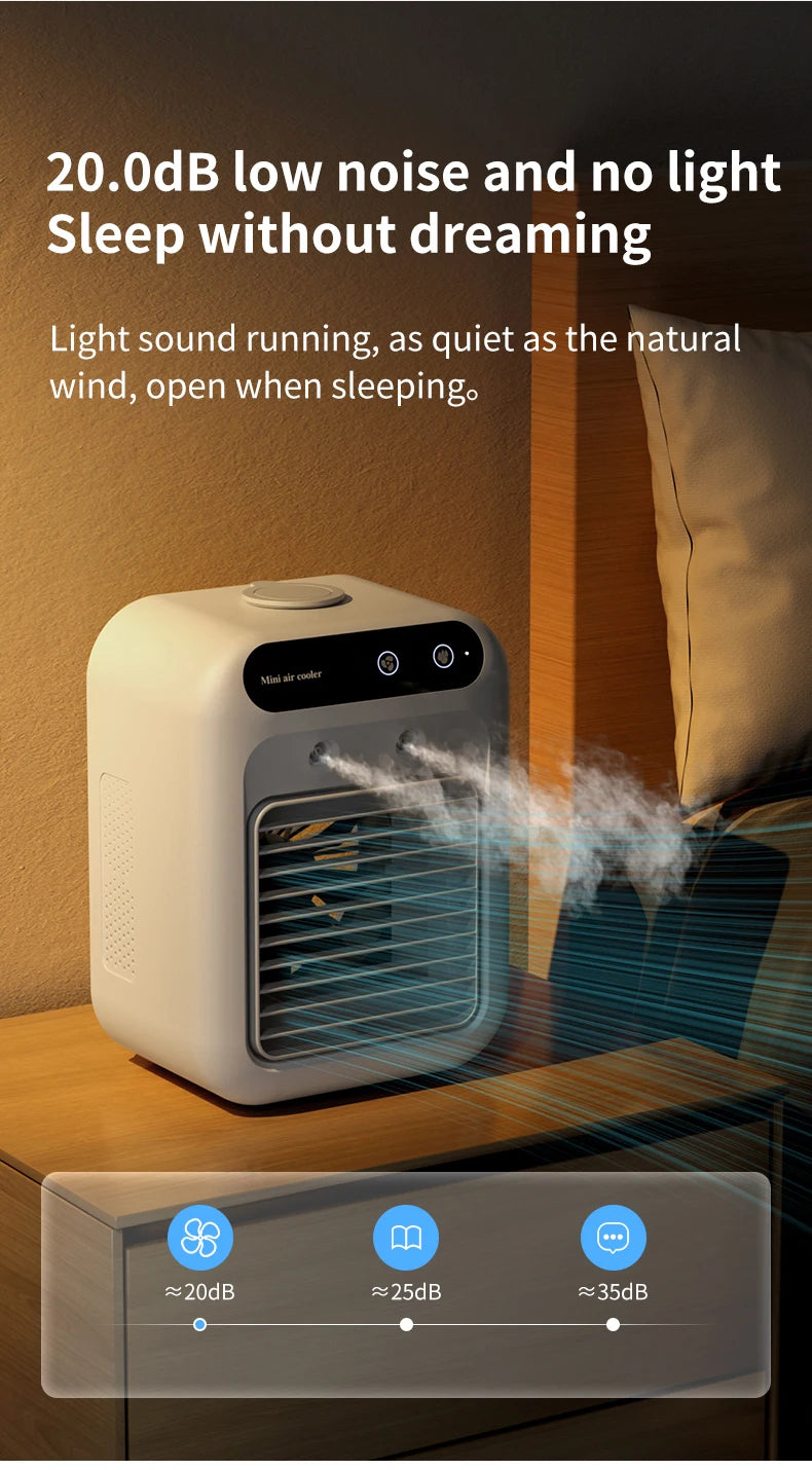 Desktop Air Cooler Personal Portable Fan with 2-Speeds Evaporative Air Cooler with 0.5L Water Tank Portable Cooler Fan for Home