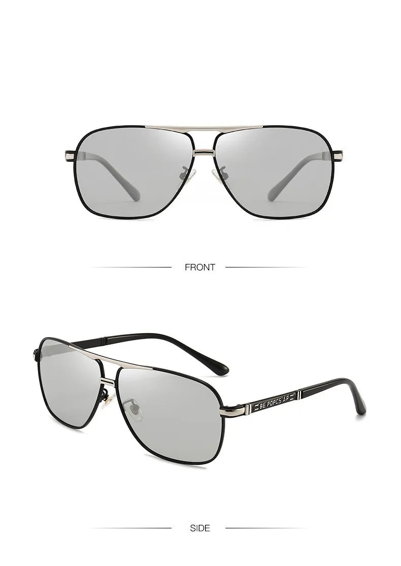 KAMMPT Oversized Vintage Sunglasses Men Women Fashion Polarized Photochromic Shades Eyewear Double Bridge Driving Sun Glasses
