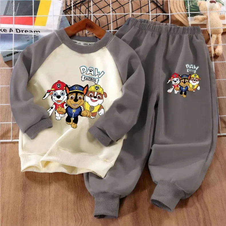 PAW Patro Print Kids Sport Clothes Sets Spring Fall Boys Spliced Sweatshirt 2-piece Suit Kids O Neck Hoodies  Trousers 2pcs Set