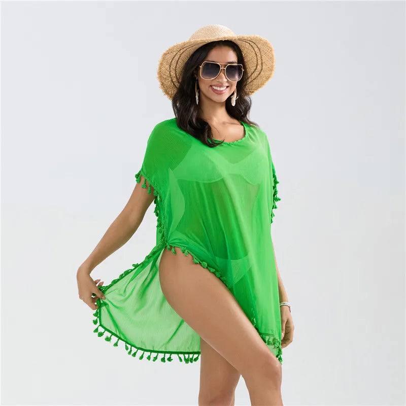 Summer Beach Cover Up For Women Lace Hollow Crochet Swimsuit Beach Dress