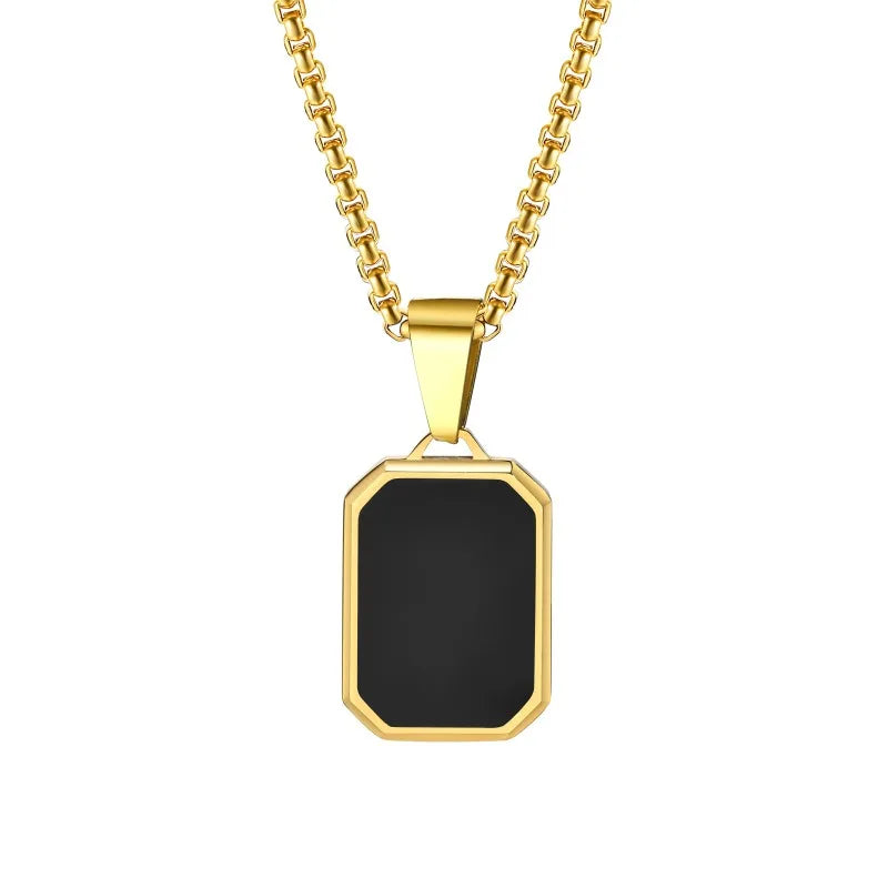 Simple Geometric Pendant Necklaces for Men Women Rectangle Stainless Steel Jewelry Cadenas Para Hombre Collares Para Mujer