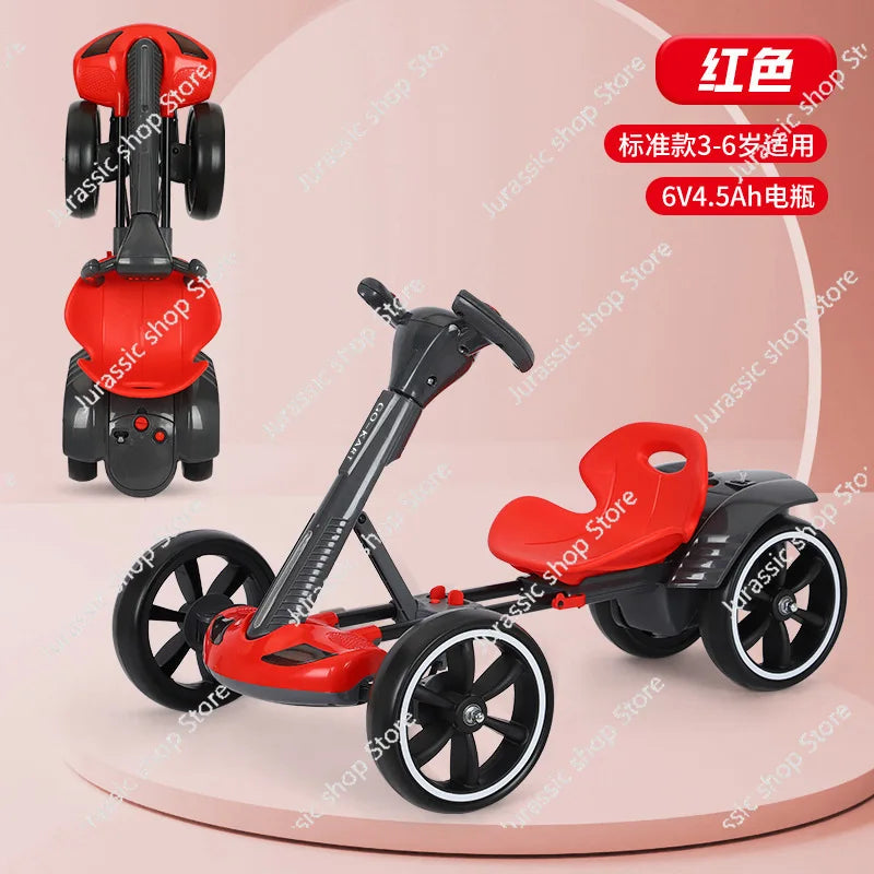 Children's Electric Kart Free Installation Can Sit Electric Car Children Charging Remote Control Folding Stroller