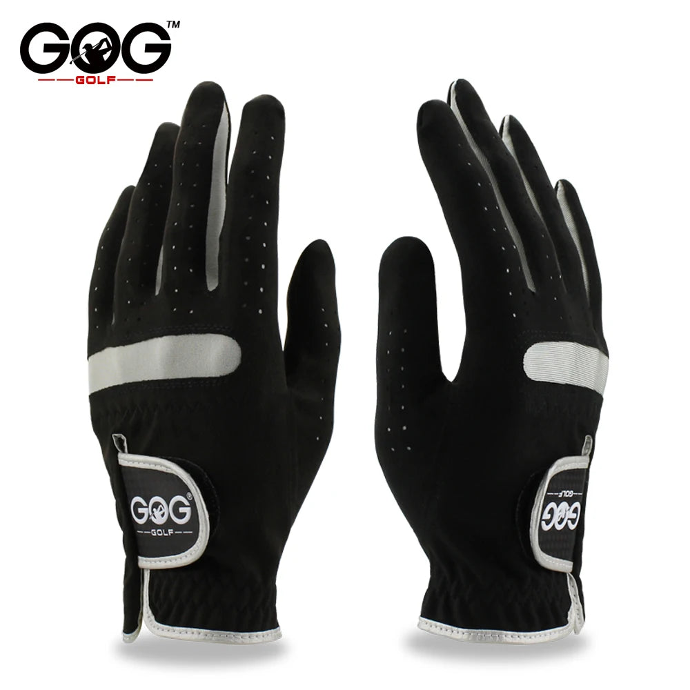 Pack 1 Pcs Men's Golf Glove Left/Right Hand Micro Soft Fiber Breathable Non-Slip Golf Gloves Men Color Black