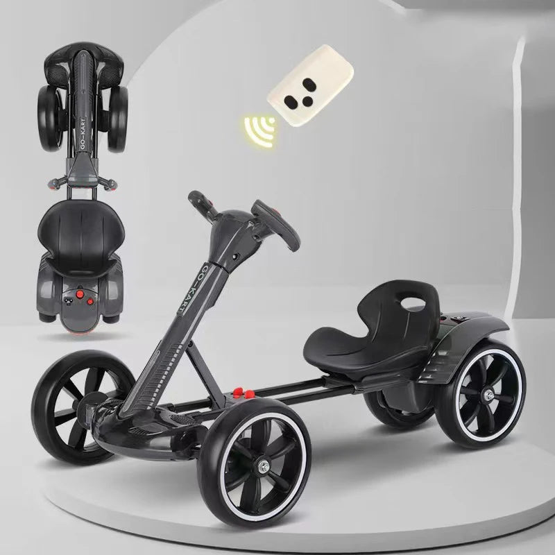 Karting electric four wheeled cart, foldable and seatable, portable and lightweight, no installation required