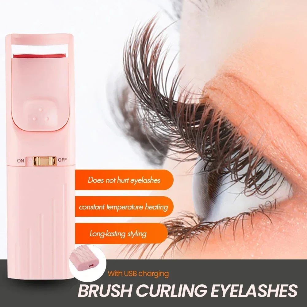 Portable Heated Eyelashes Curling Tool, Natural Fake Eye Lash, Beauty Supplies, USB, 3 Temperature Mode