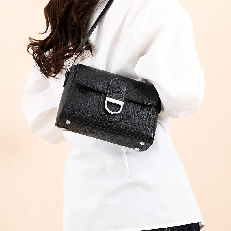 Luxury Brand Genuine Leather Handbag Women Fashion High Quality Solid color Cow Leather Shoulder Crossbody Bag Female Tote Bags