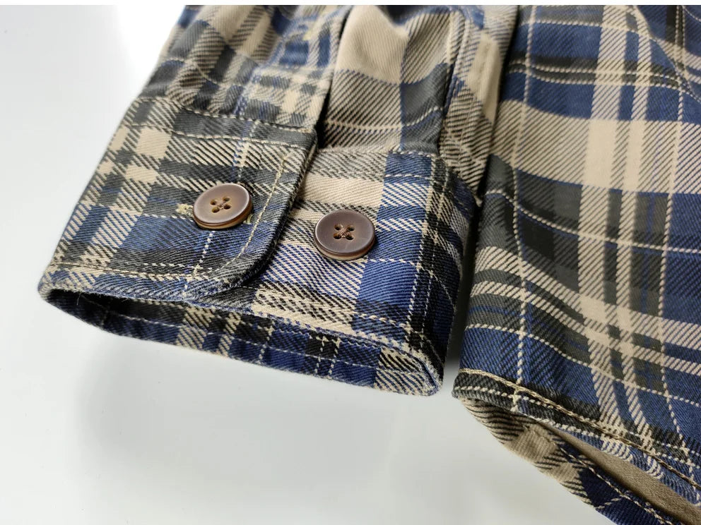 Spring and autumn new cotton washed male casual plaid shirt male thick long-sleeved shirt coat