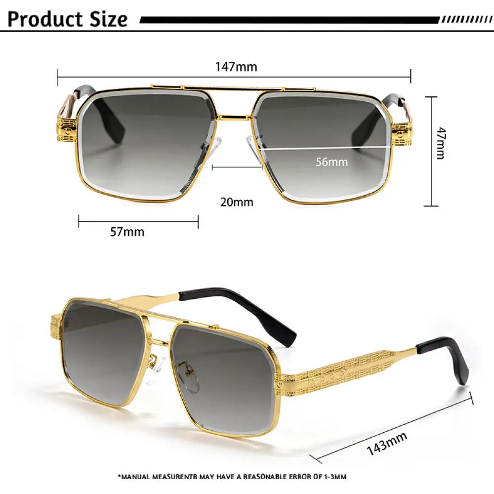CATERSIDE Men's Luxury Sunglasses High-Quality Metal Frame Sun Glasses Fashion Women's Outdoor Travel Decoration Glasses Uv400