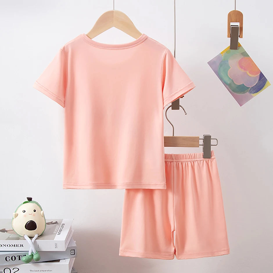 8/2 Pcs Children's Summer Cute Printing Suit Boy Casual Fashion Pocket Bear Short Sleeve Girl Sweet And Cute Joker Comfort Short