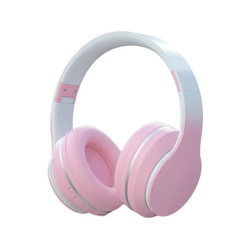 Gradient Bluetooth Headset Cute Wireless Music Headphone with Mic Gamer Earphone Kids Lovely Christmas Gifts for Girl PC Gaming