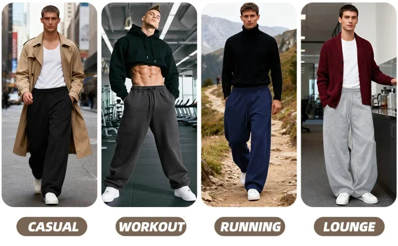 Relaxed Drawstring Sweatpants Heather Joggers Casual Lounge Pants Comfortable Elastic Waist Cotton Blend Bottoms, Men Grey