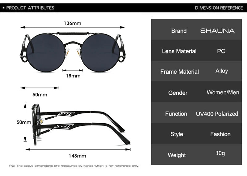 SHAUNA Retro Metal Double Bridges Round Sunglasses Women Fashion Gradient Mirror Eyewear Men Trending Punk Spring Sun Glasses