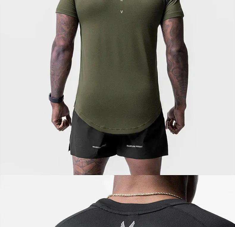 Men's Quick Dry Fitness T-Shirt Gym Running Sportswear Summer Breathable Workout Tee Bodybuilding Muscle Shirt Casual Activewear