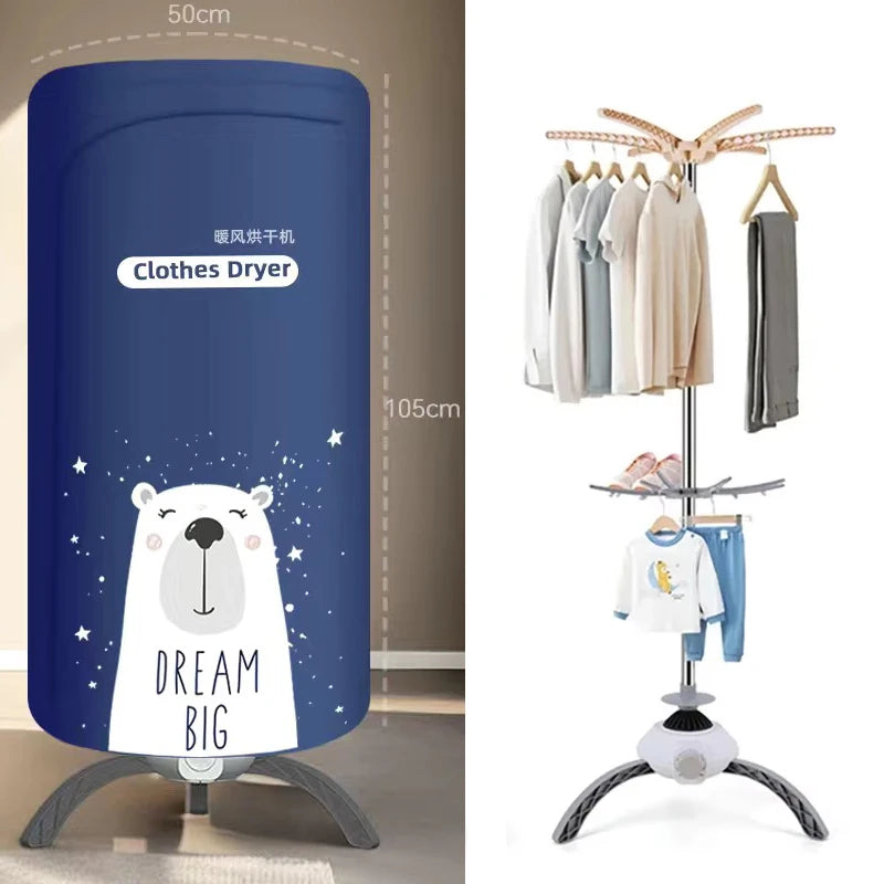 220V Electric Clothes Dryer Portable Warm Air Folding Drying 2 Layers Stand Support Shoes Dryer Machine