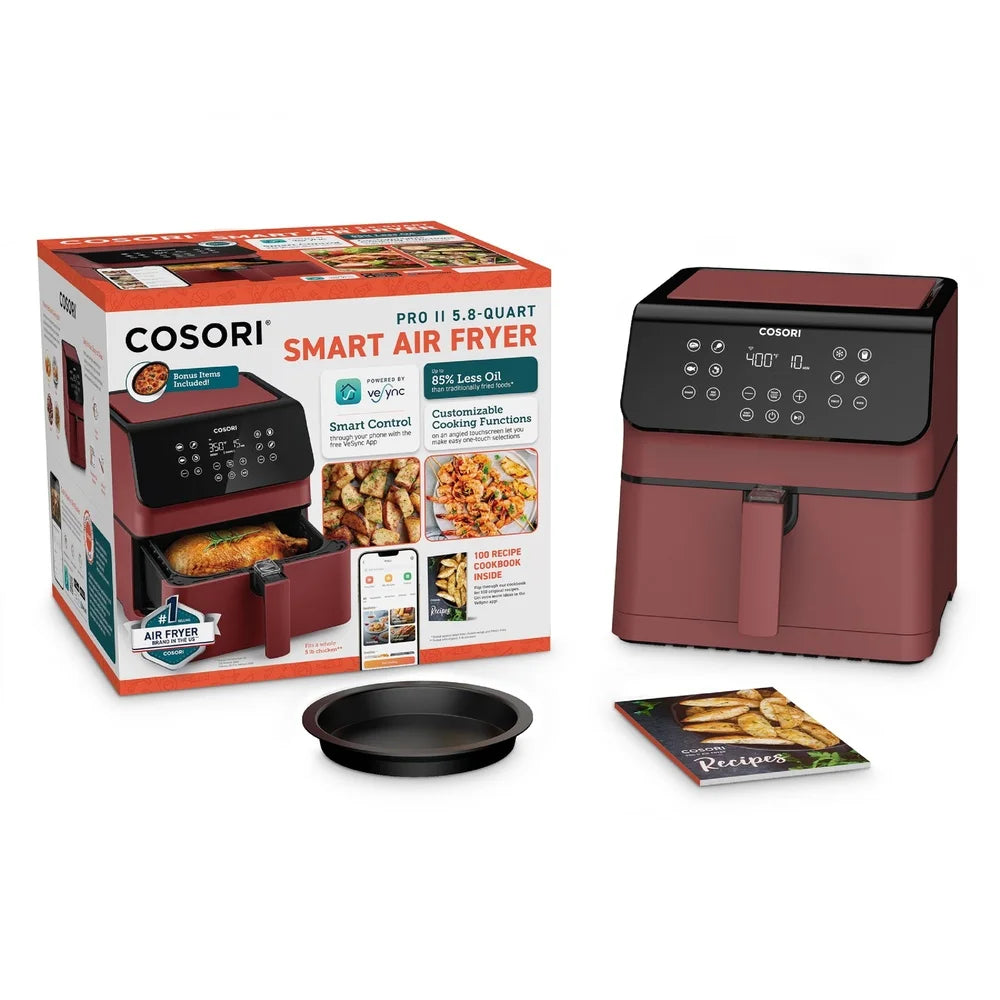 5.8 Quart Smart Air Fryer 12 Cooking Functions Voice Control App Compatible Dishwasher Safe Basket Healthy Cooking with 200