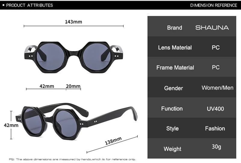 SHAUNA New Polygon Square Sunglasses Women Fashion Candy Color Round Lenses Eyewear Shades UV400 Men Sun Glasses
