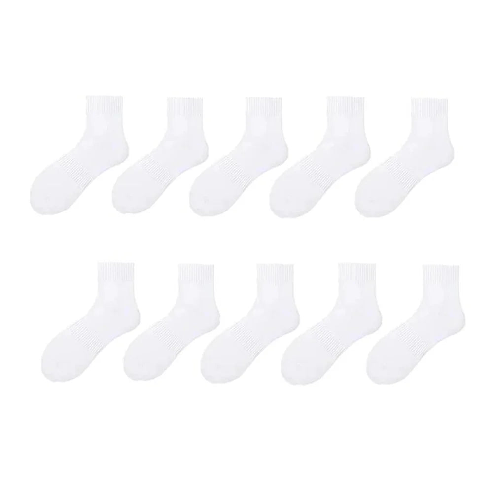 10 Pairs Classic Black White 95% Cotton Men's Short Socks Summer Thin Low Tube Socks Anti Odor Women's Ankel Sox EU 37-42