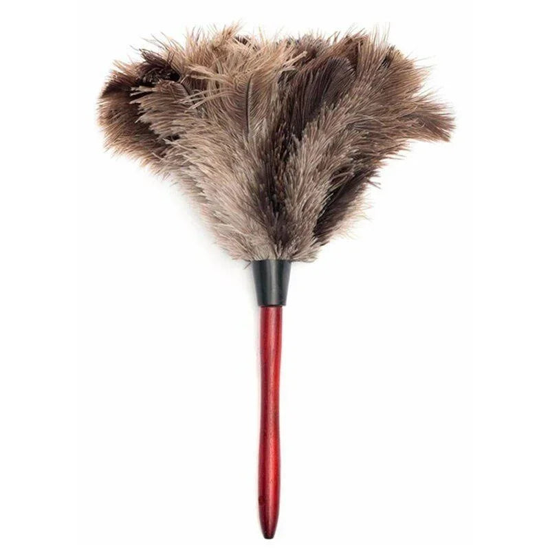 Wooden Handle Duster Dust Cleaning Tool Household Anti-static Ostrich Feather Fur Brush Clean Car Removal For Home Accessories