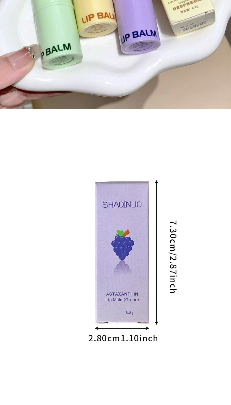 SHAQINUO Astaxanthin Lip Balm - Deep Moisturizing, Reduces Lip Lines, Fruity Fragrance, Say Goodbye to Chapped Lips