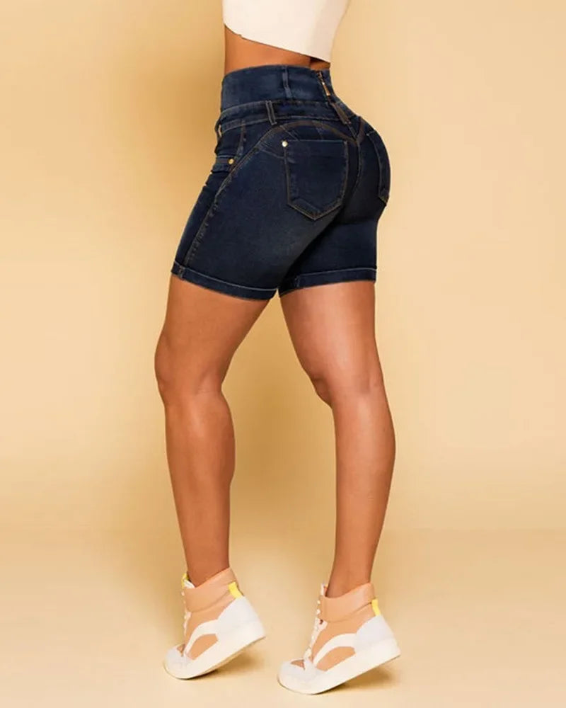 Y2K Clothing Women's Pants 2025 Spring Summer New Fashion Casual Versatile High Waist Pocket Design Denim Shorts Pantalon Femme