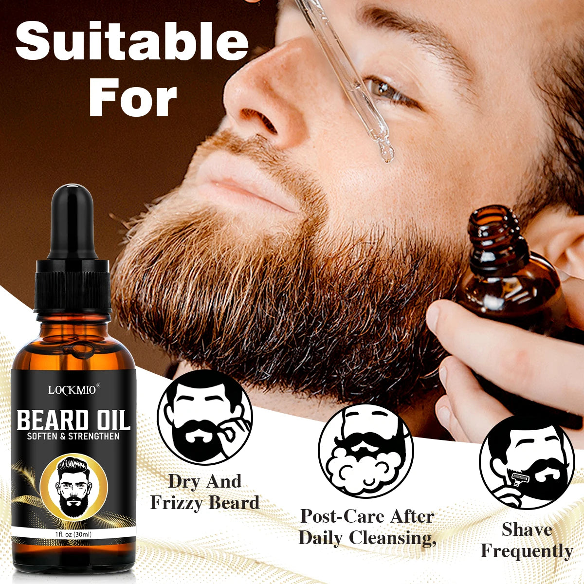 Valentine's Day Men Beard 4pcs Set for Boyfriend/Husband Moisturizing and Nourishing Facial Hair Growth Oil Mustache Styling Wax
