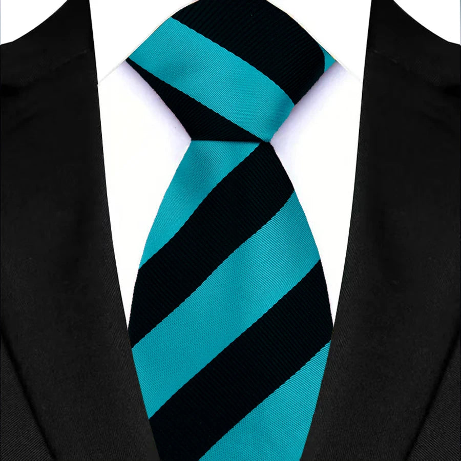 New Men's Tie Classic Stripes 8cm Jacquard Daily Wear Red Blue Green Necktie Cravat Wedding Party Dress Accessories Gift For Man