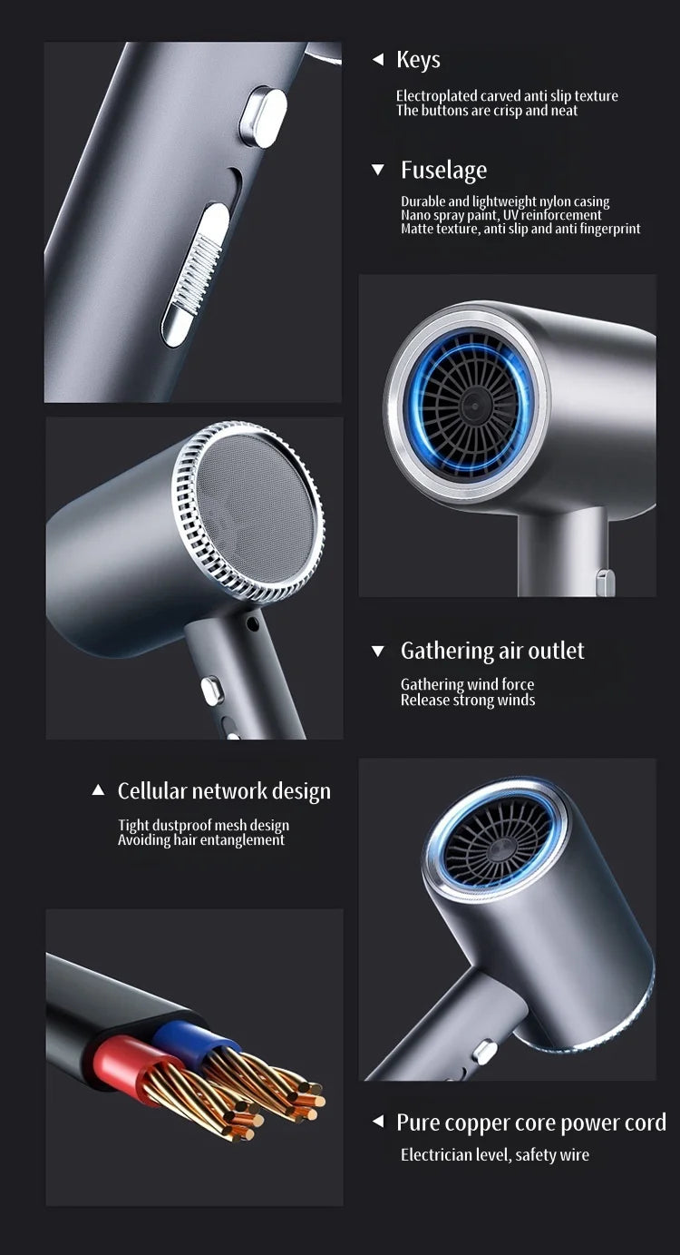 New 2400W High-Speed Hair Dryer With Blue Light Negative Ion Quick Drying And Silent Hair Care, Dedicated For Home Hair Salons