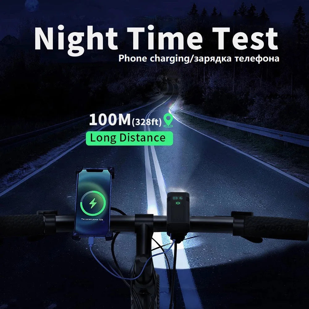 NATFIRE 12 LED Bike Light High Lumen USB C Rechargeable Aluminum MTB Bicycle Light 10000mAh Power Bank Headlight 6 to 12 LED
