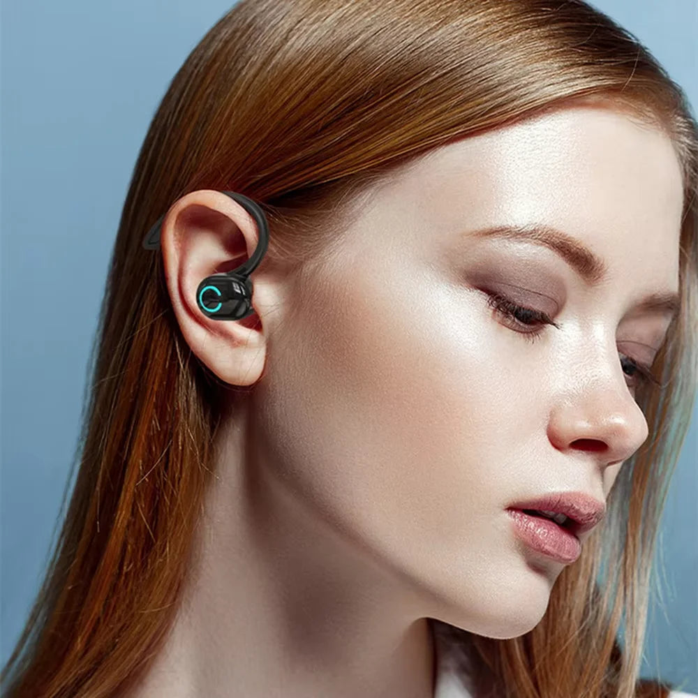 Bluetooth 5.2 Business Wireless Headphone Ear-Hook Mini HIFI Bass Noise Cancelling Earphone With Mic Sport Game Headset
