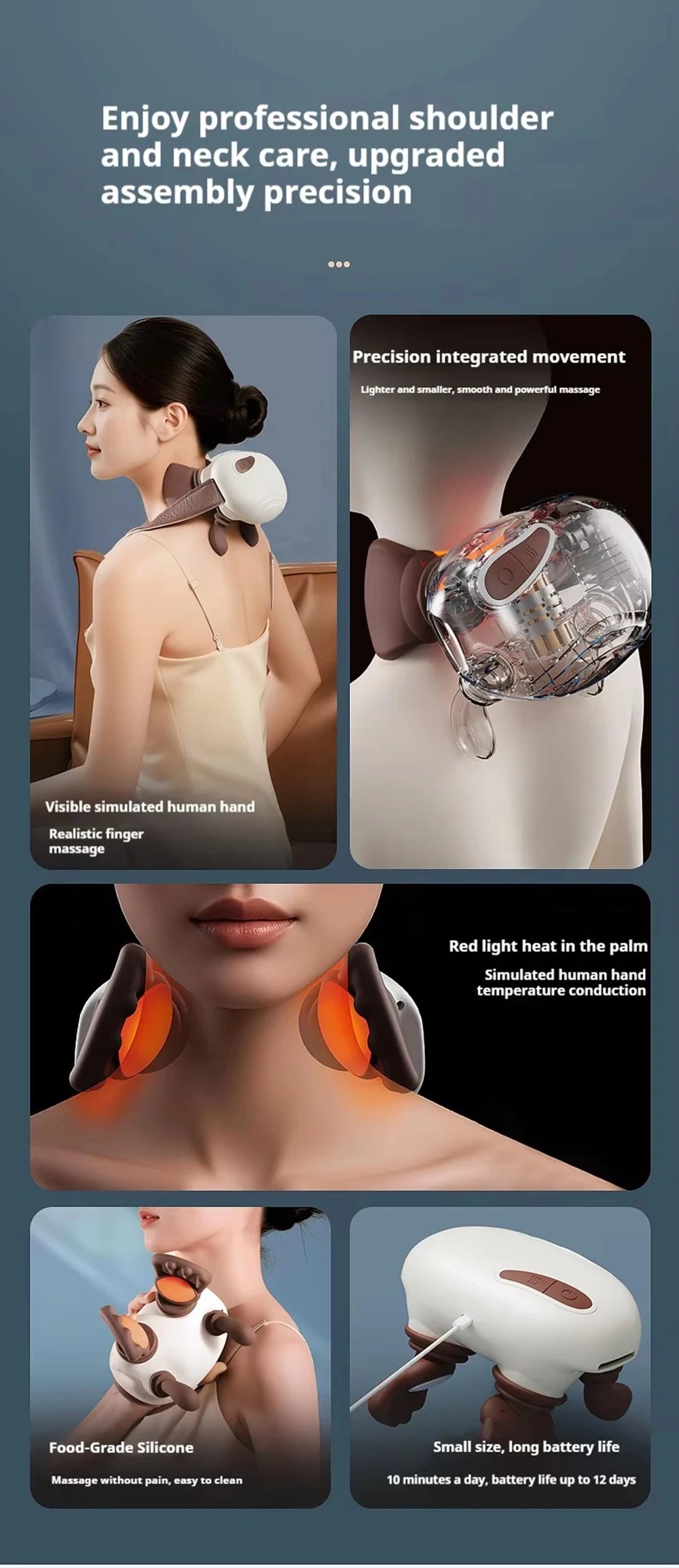Neck Shoulder Massager Kneading Shiatsu Massager Shawl Kneading Spine Back Muscle Relaxer Trapezius Neck and Shoulder Massage