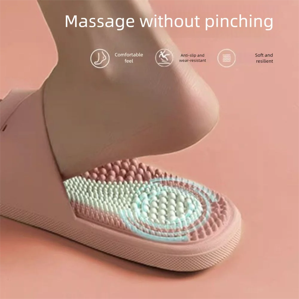 Casual Solid Color Massage Slippers PVC Non-slip Foot Acupressure Slippers Couple Slippers for Women Men